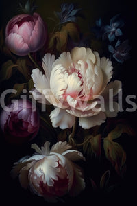 Dark floral wall mural for dramatic home interiors

