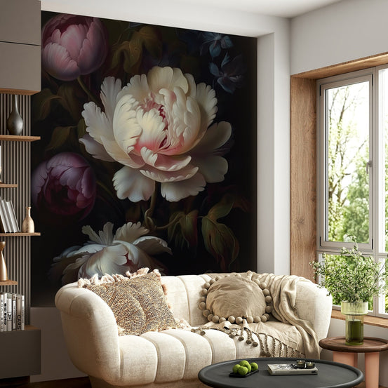 Grandmillennial heritage Gothic floral wall mural, GD1156