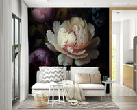 Gothic glamour wall mural with dark floral design

