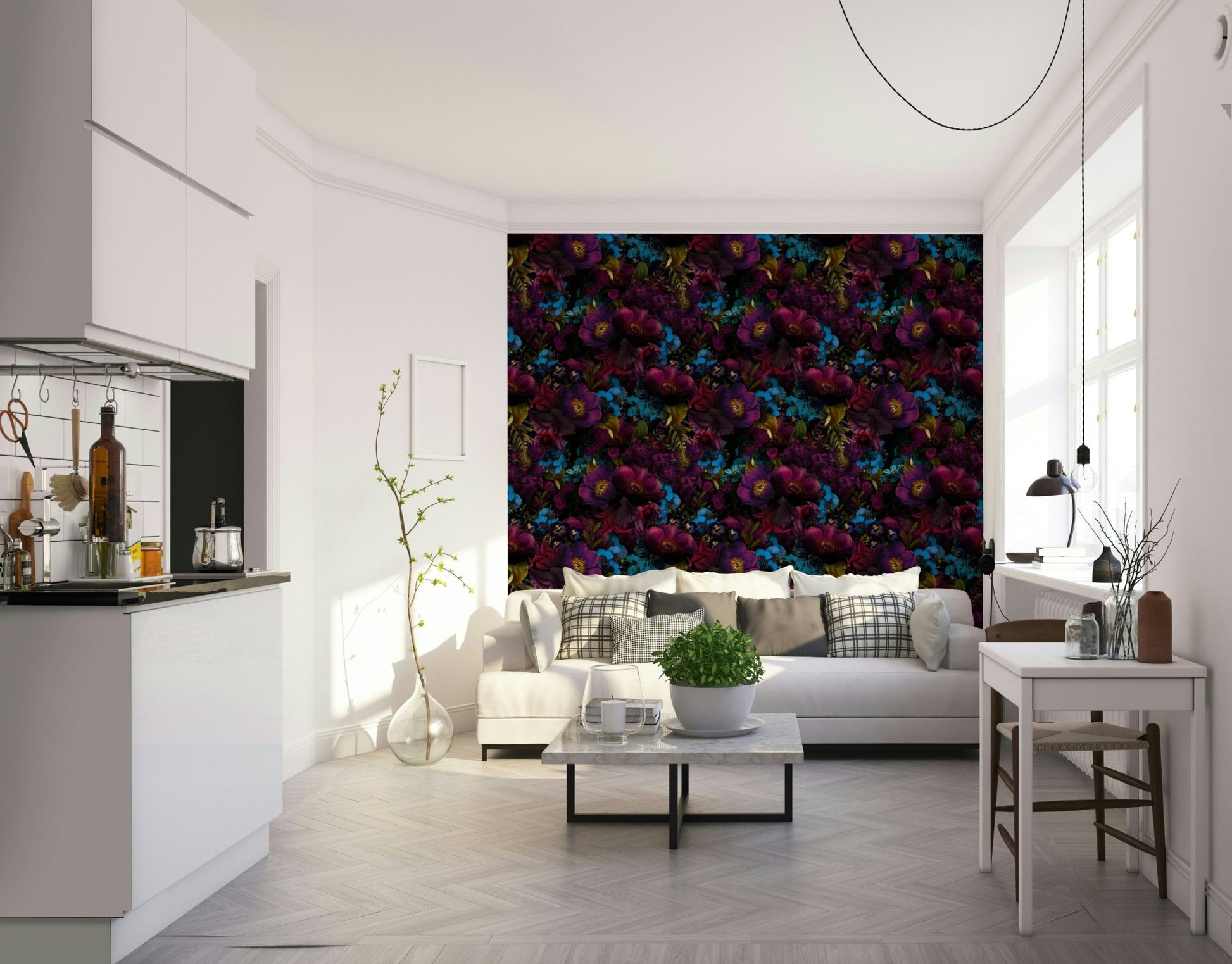 Close-up of gothic floral wallpaper texture

