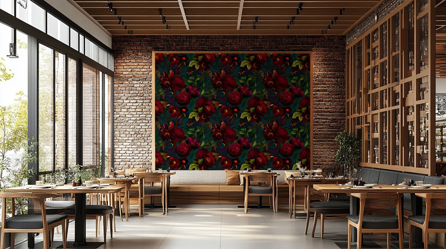 Gothic-inspired floral wallpaper for dramatic spaces.


