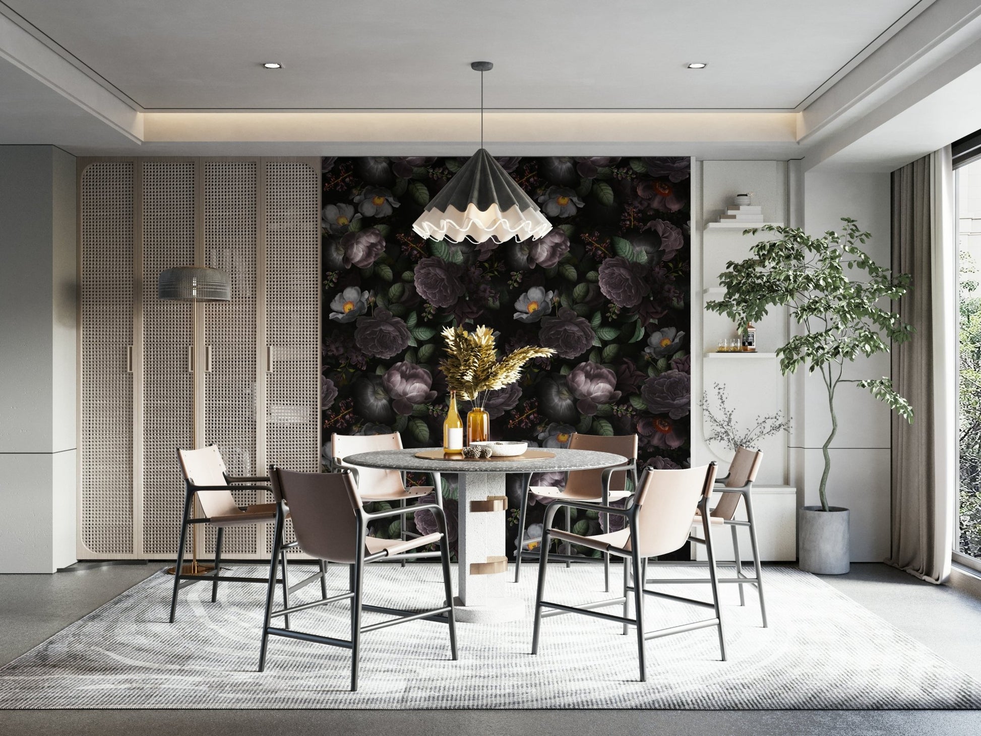 Dramatic glamour heritage wallpaper with gothic florals., GD1148