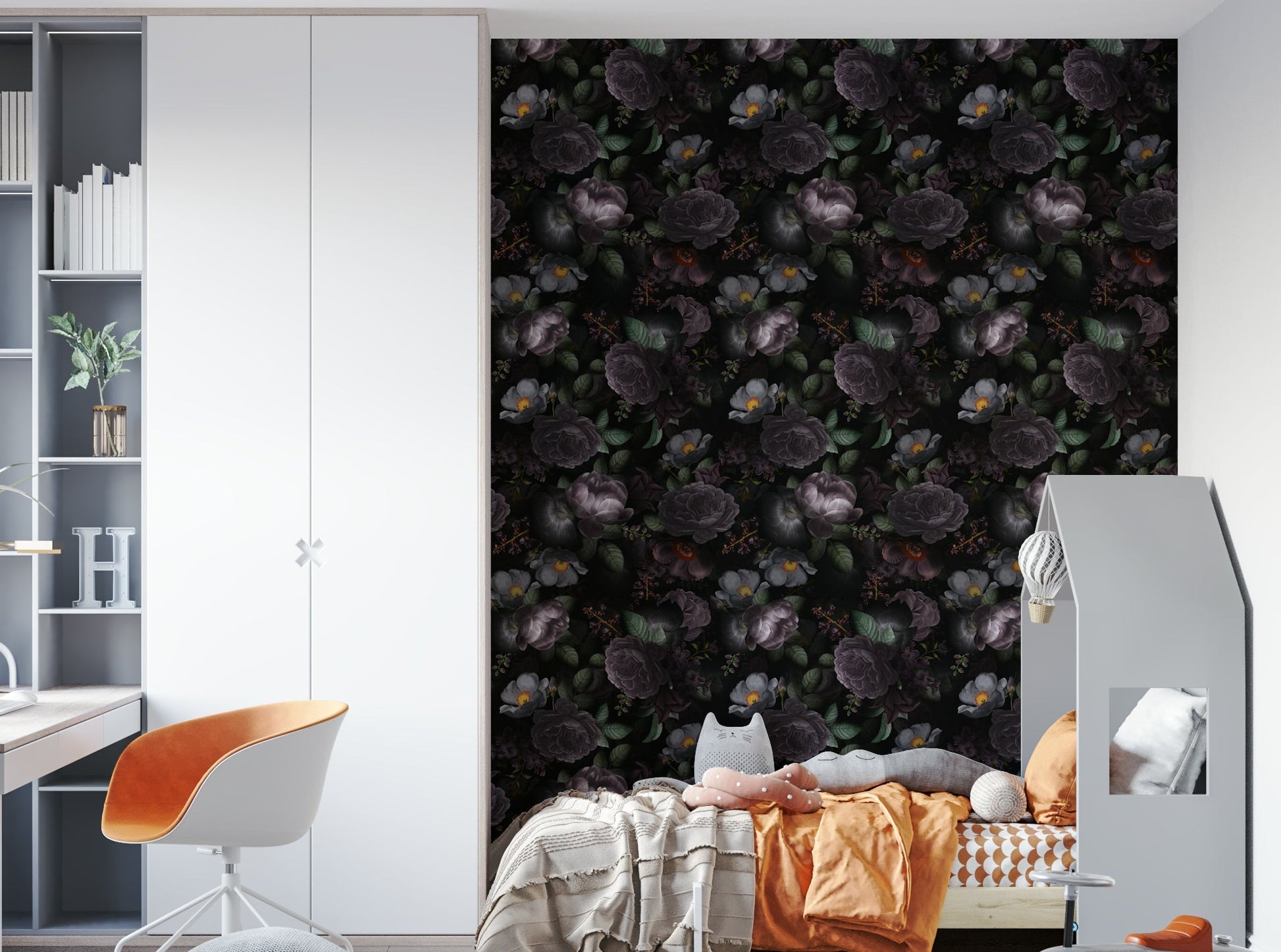 Heritage gothic dark floral wallpaper for elegant interiors., GD1148
