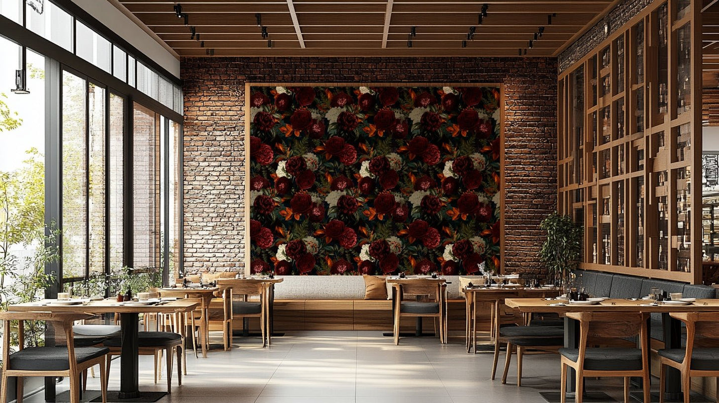 Dark moody floral gothic wallpaper for walls

