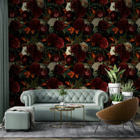 Close-up of gothic floral wallpaper texture

