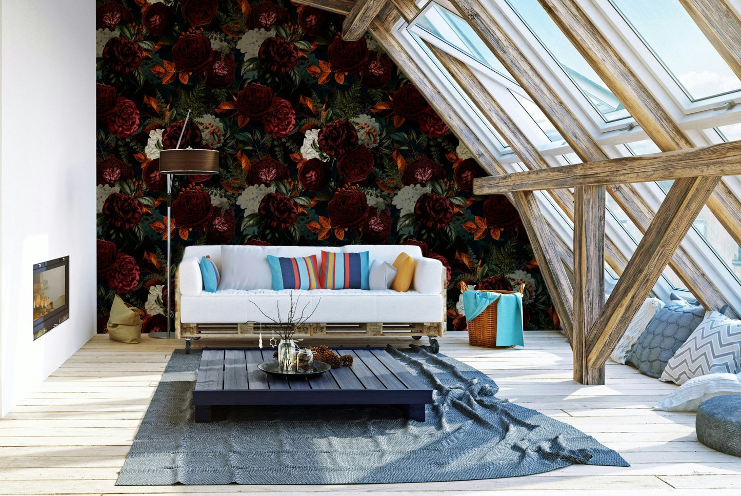 Wallcovering featuring vintage gothic florals

