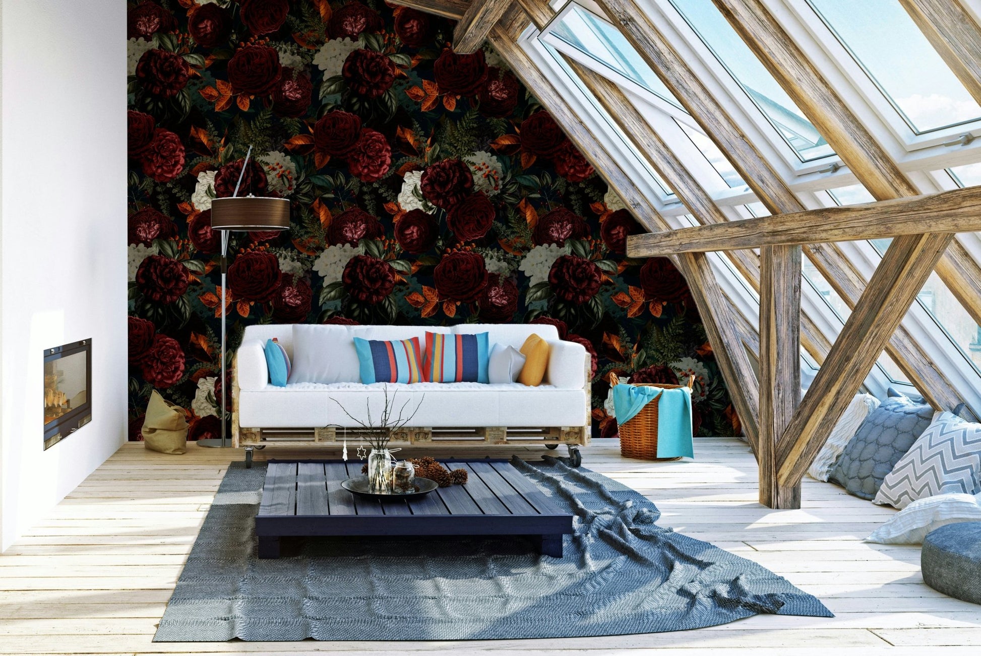 Wallcovering featuring vintage gothic florals

