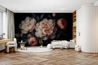Dramatic gothic peony design for vintage home style.

