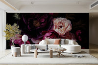 Grandmillennial dramatic glamour floral wall mural

