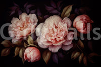 Dramatic gothic floral wall mural for luxurious spaces.

