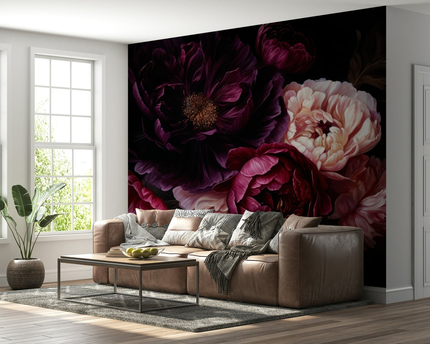 Grandmillennial gothic floral wall mural

