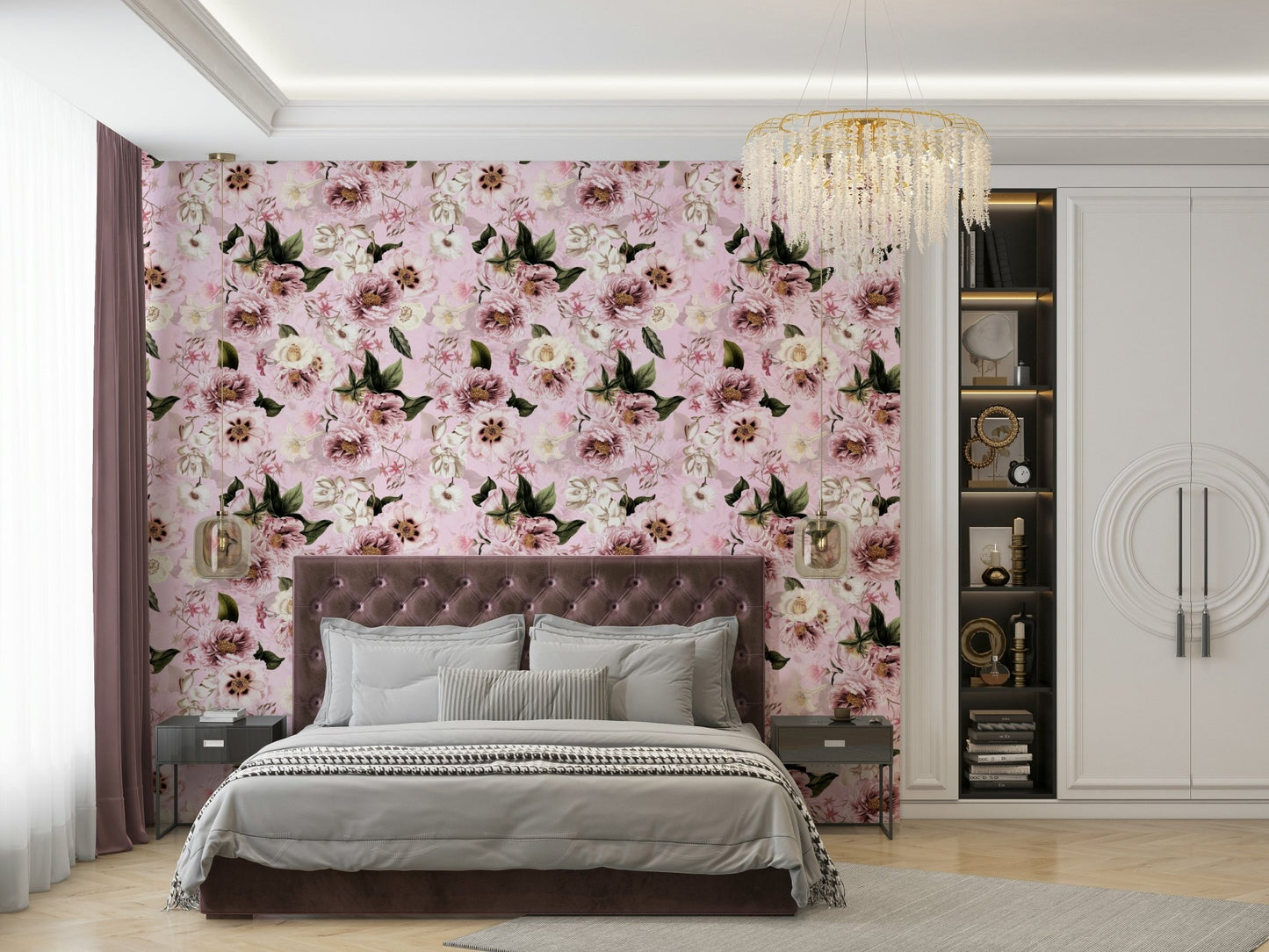Durable wallpaper for walls with elegant blooms

