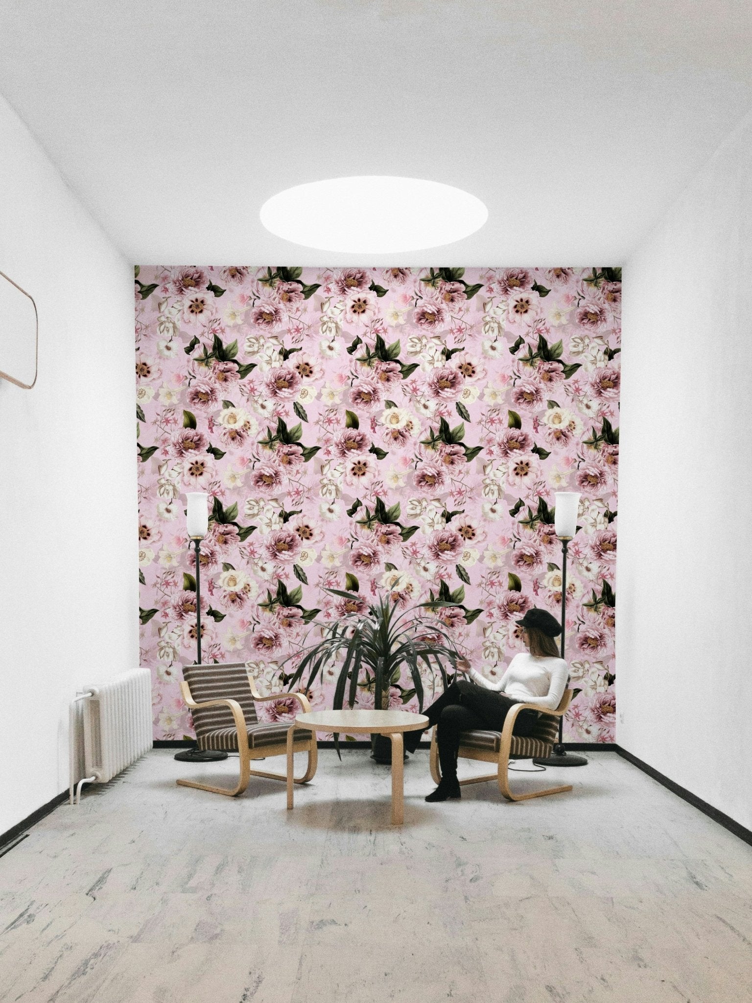 Easy-install blush floral wallpaper

