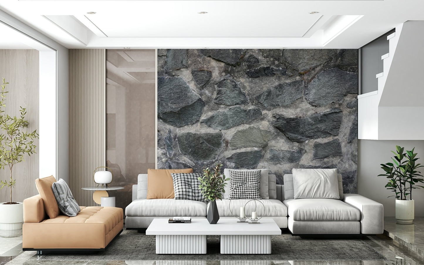 Corner detail of seamless stone block wallpaper for walls., GD6079