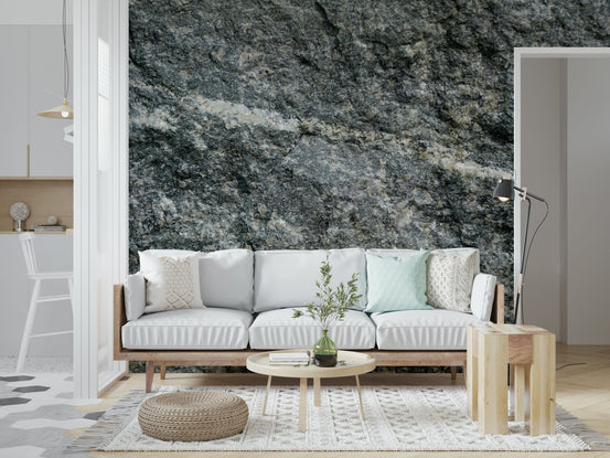 Granite grey wall mural in a modern living room., GD6054