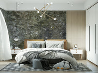 Bedroom accent wall with Granite Grit stone wallpaper.