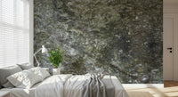 Granite Grit wallpaper mural in a modern living room.