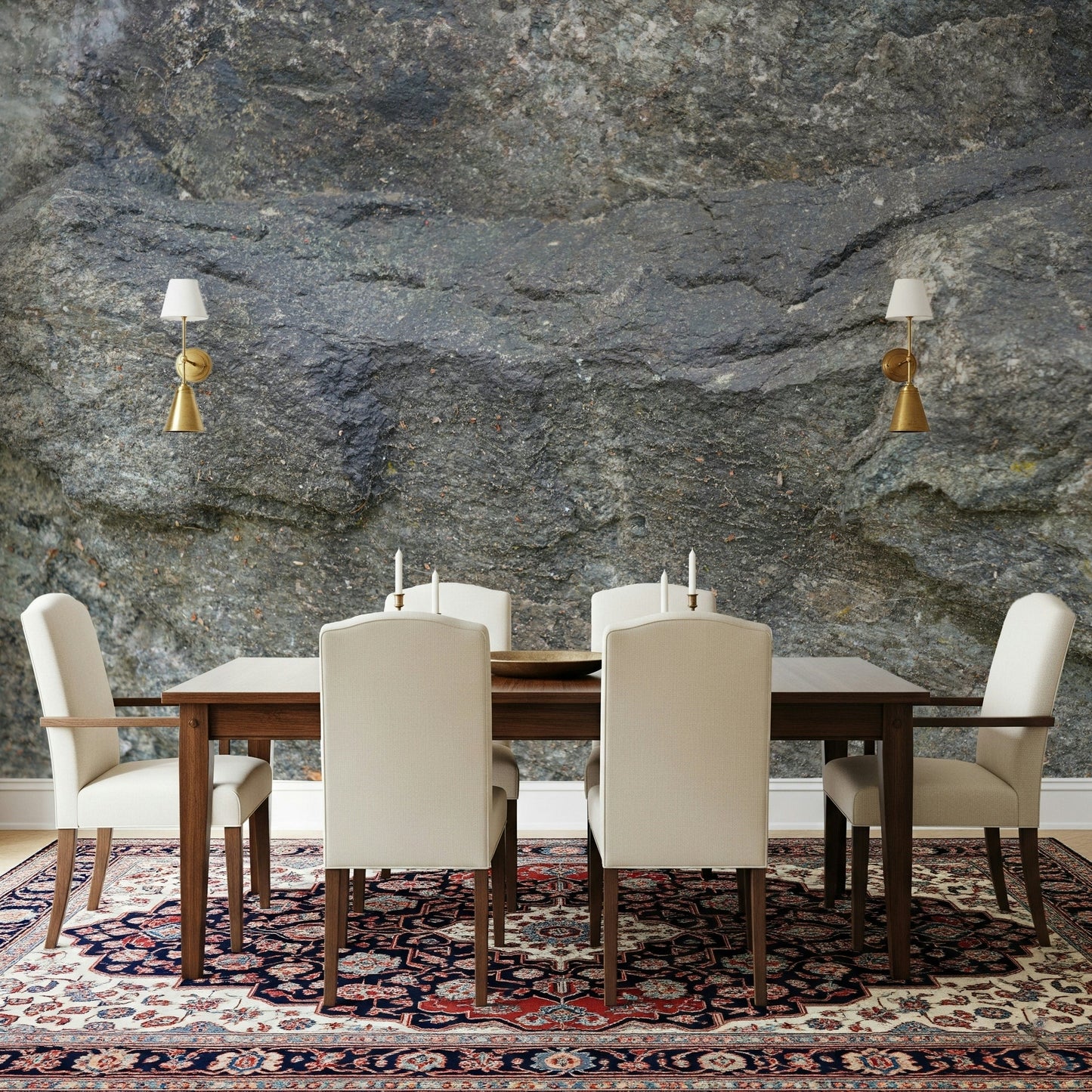 A graceful subtle pattern wall mural in cool, neutral tones., GD6041