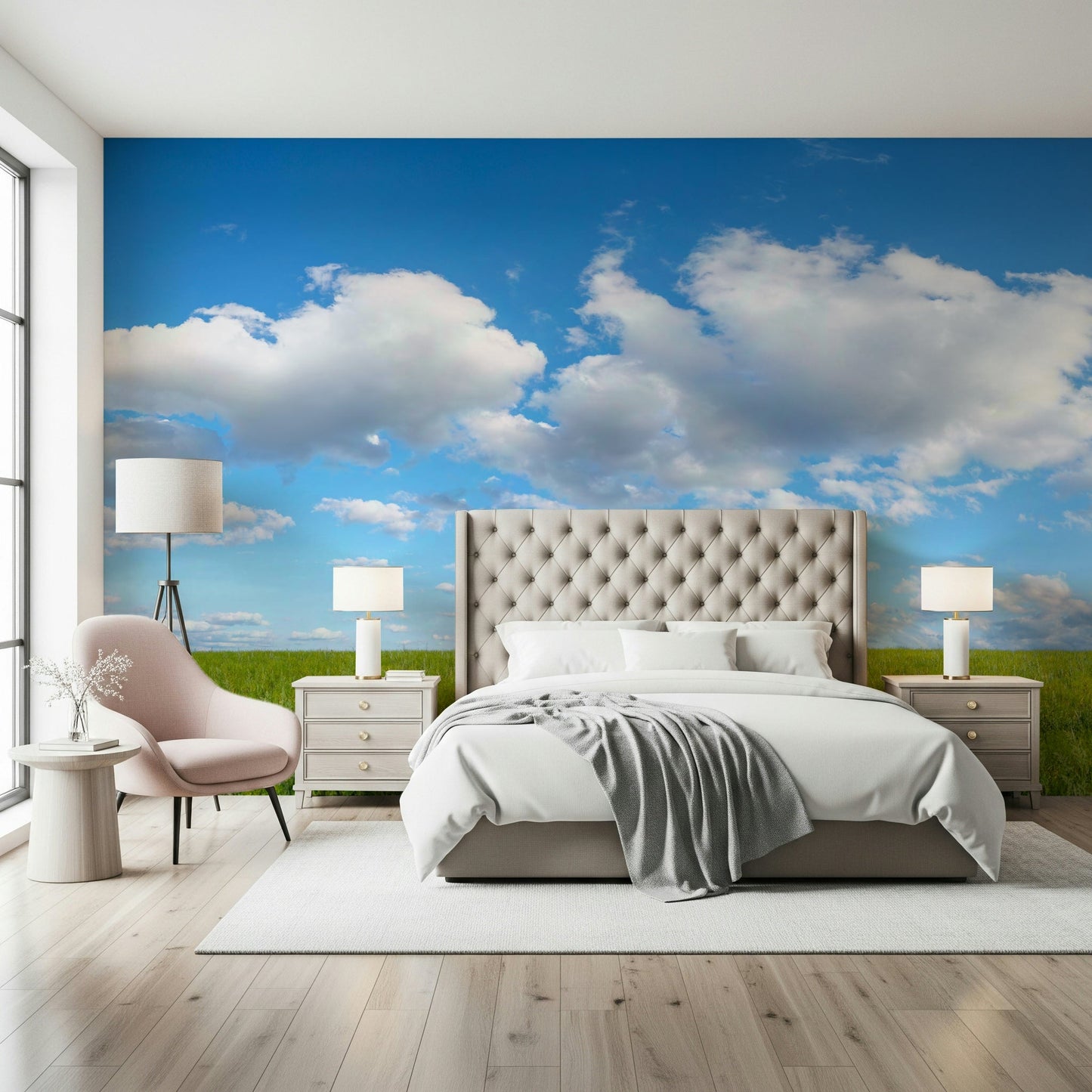Grassland Under Sky Wall Mural wide open space