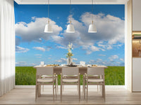 Open nature landscape Grassland Under Sky Wall Mural