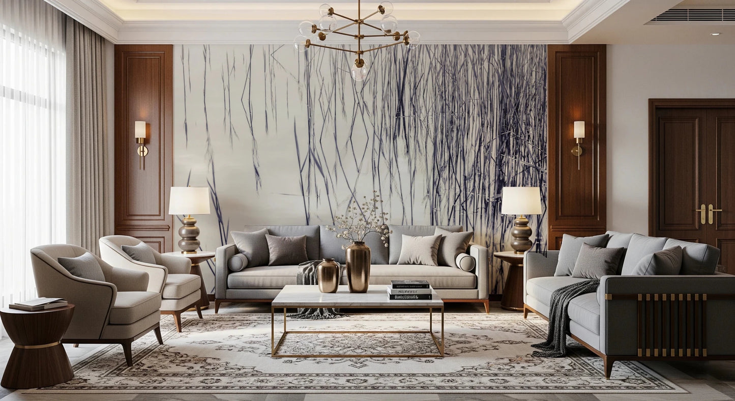 Contemporary Living highlights Grassy Reflections Wall Mural with light depth effect, GD8636