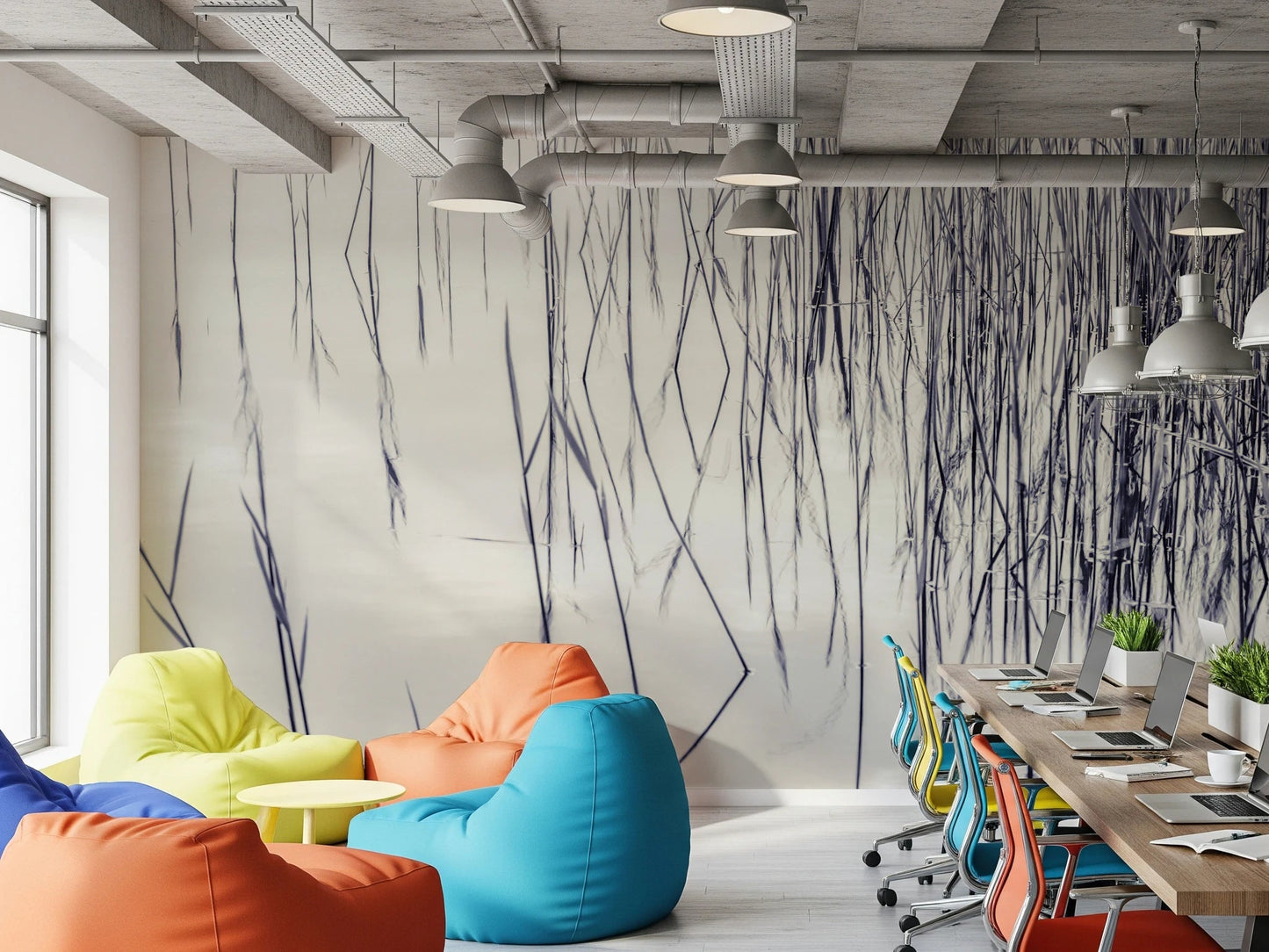 Elegant Office displays Grassy Reflections Wall Mural with flowing reflections, GD8636