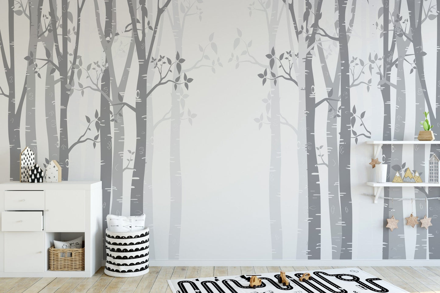 Misty bamboo forest wallpaper for kids room A595