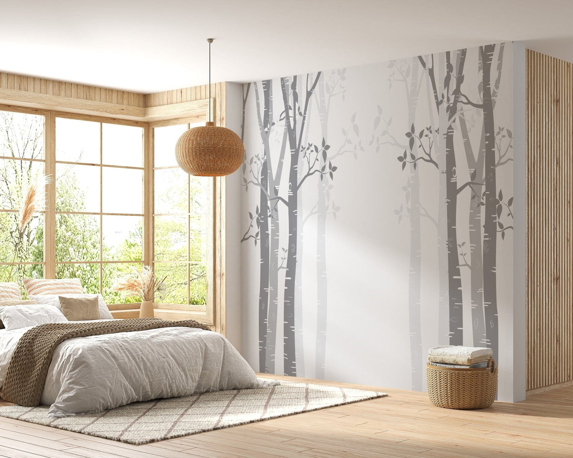 Gray bamboo forest wallpaper mural for walls A595