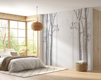 Gray bamboo forest wallpaper mural for walls A595