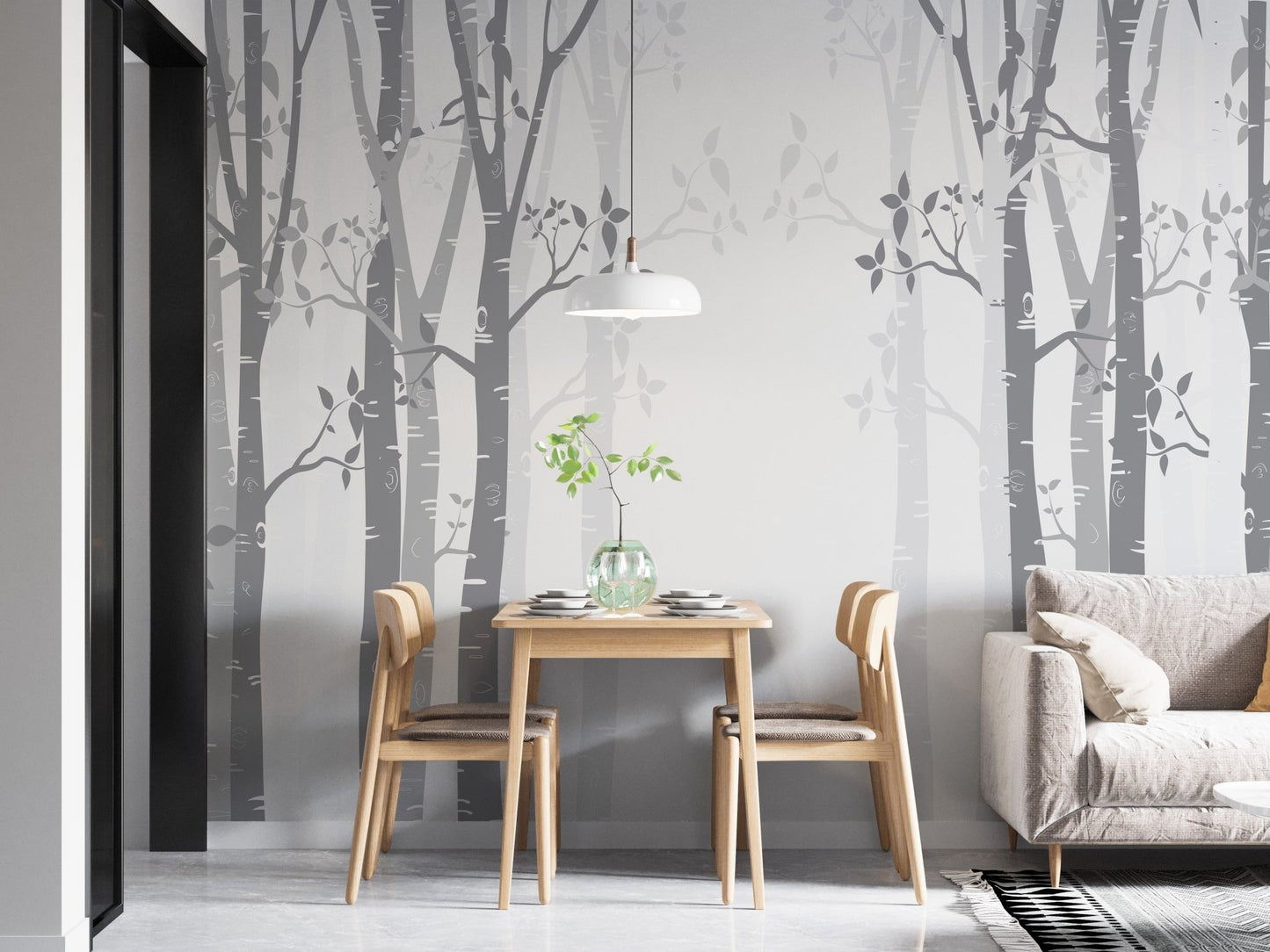 Self-adhesive gray bamboo wall mural decor A595
