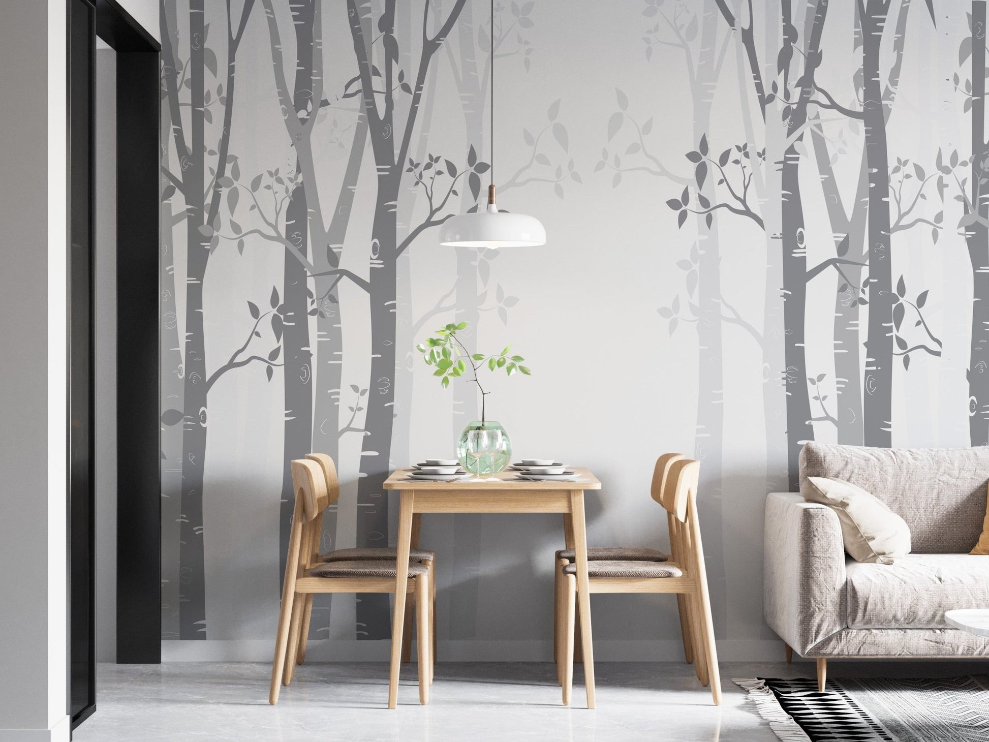Self-adhesive gray bamboo wall mural decor A595
