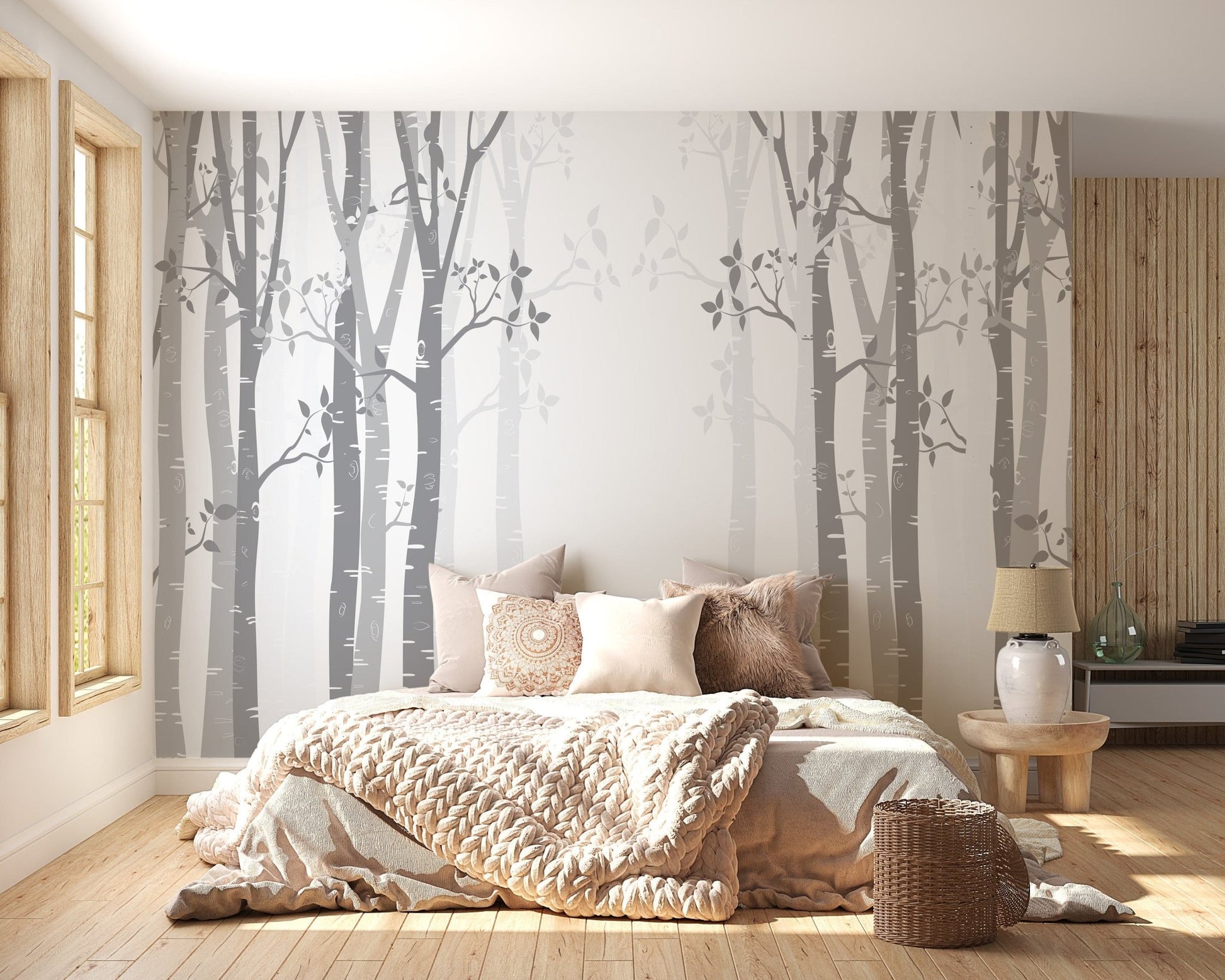 Gray Bamboo forest wallpaper mural - Giffywalls A595