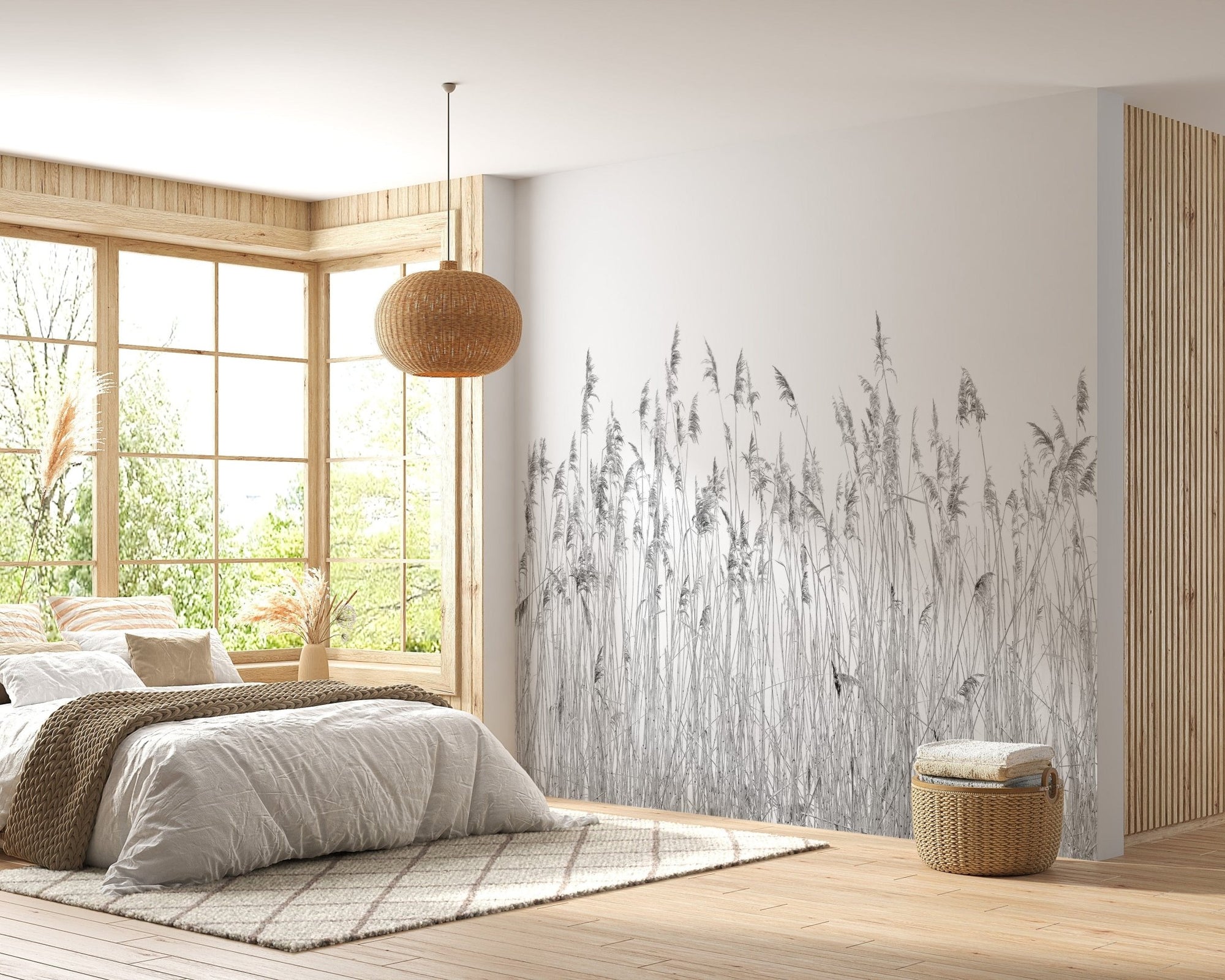 Gray Canebrake Wallpaper with natural reed patterns A820