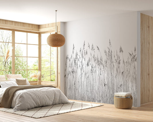 Gray Canebrake Wallpaper with natural reed patterns