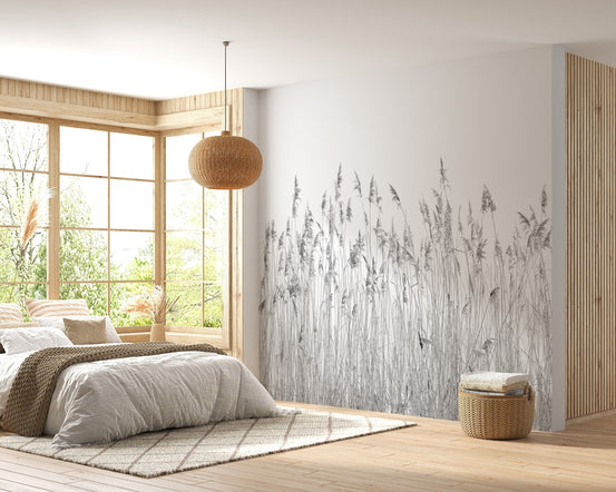 Gray Canebrake Wallpaper with natural reed patterns A820