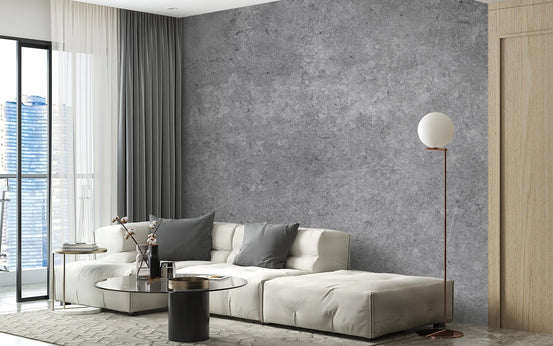 Gray cement tile textured wallpaper mural, B384