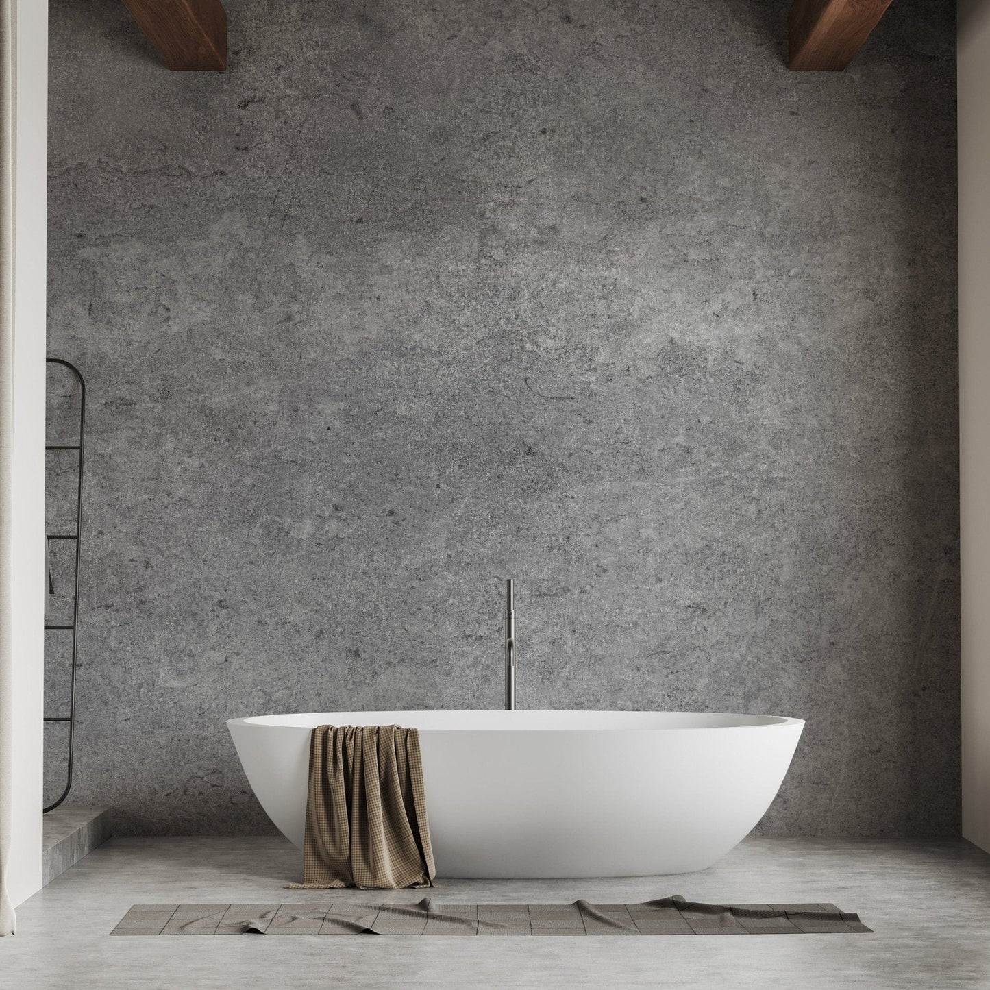 Polished gray cement tile mural wallpaper, B384