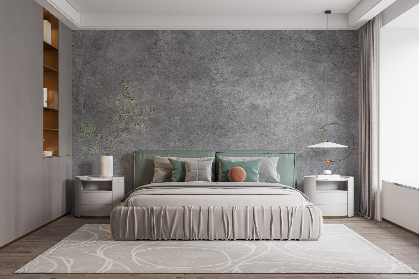 Smooth gray cement wallpaper mural decor, B384