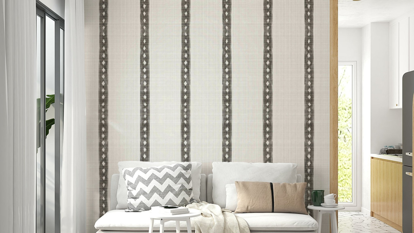 Office wall with subtle patterned wallpaper

