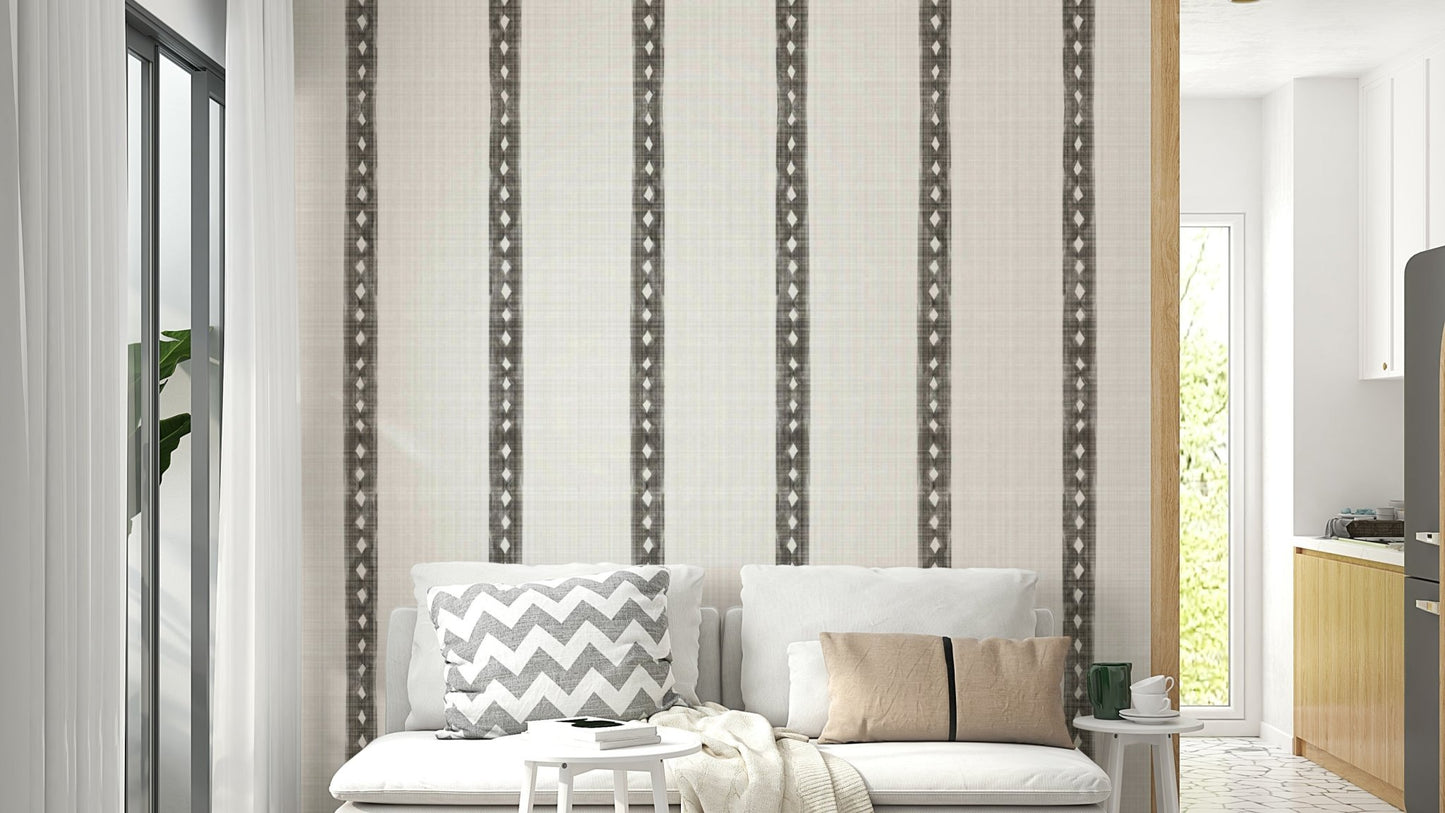 Office wall with subtle patterned wallpaper

