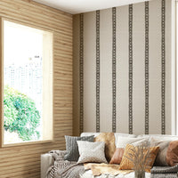 Gray Diamond Stripes wallpaper on living room wall

