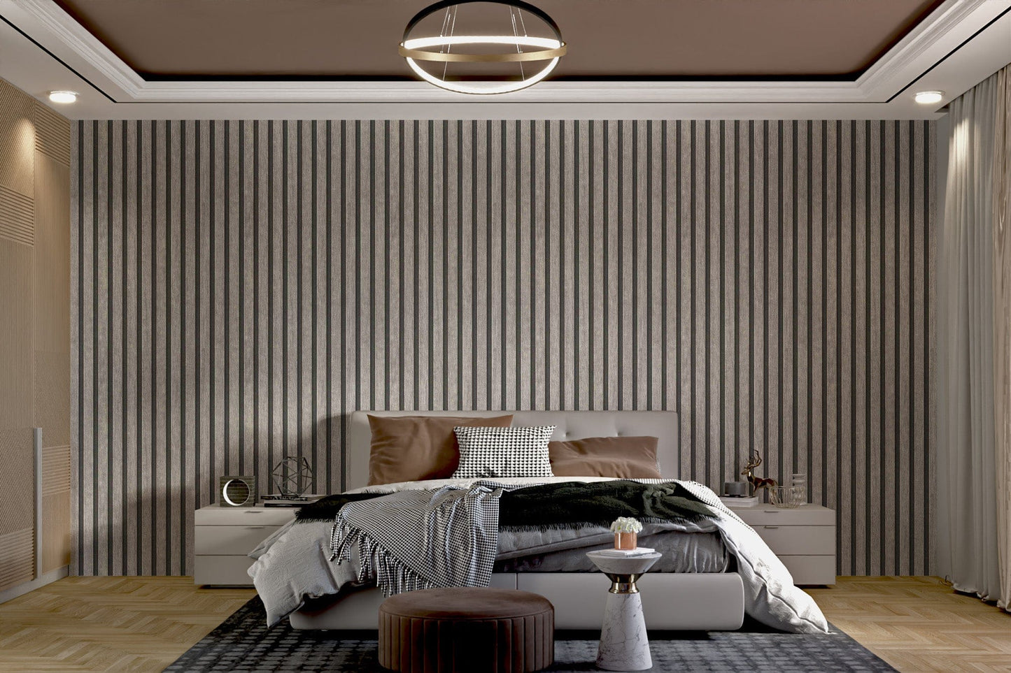Vertical Striped Wallpaper in Gray Tones
