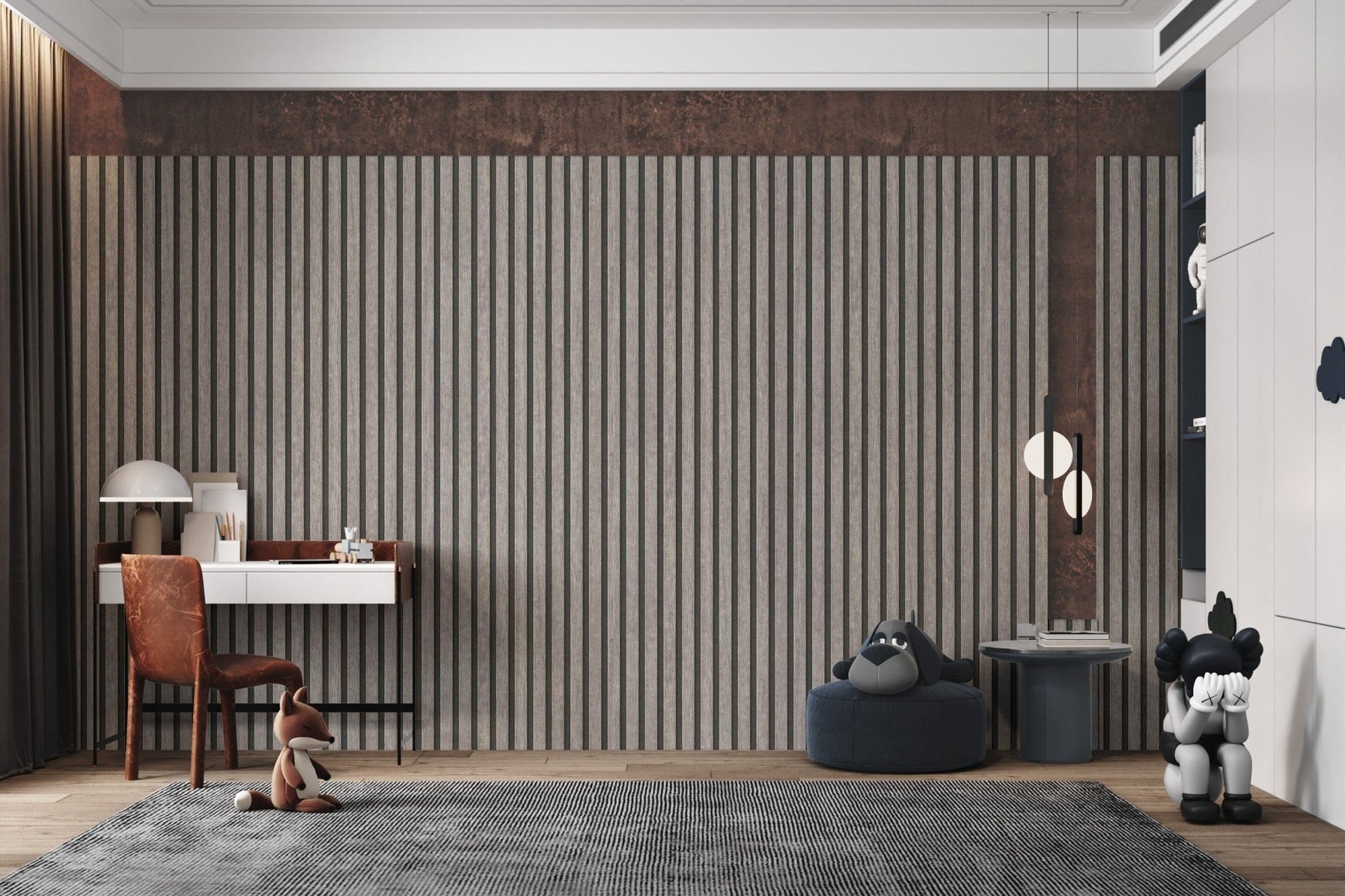 Vertical Gray Wood Panel Wallpaper
