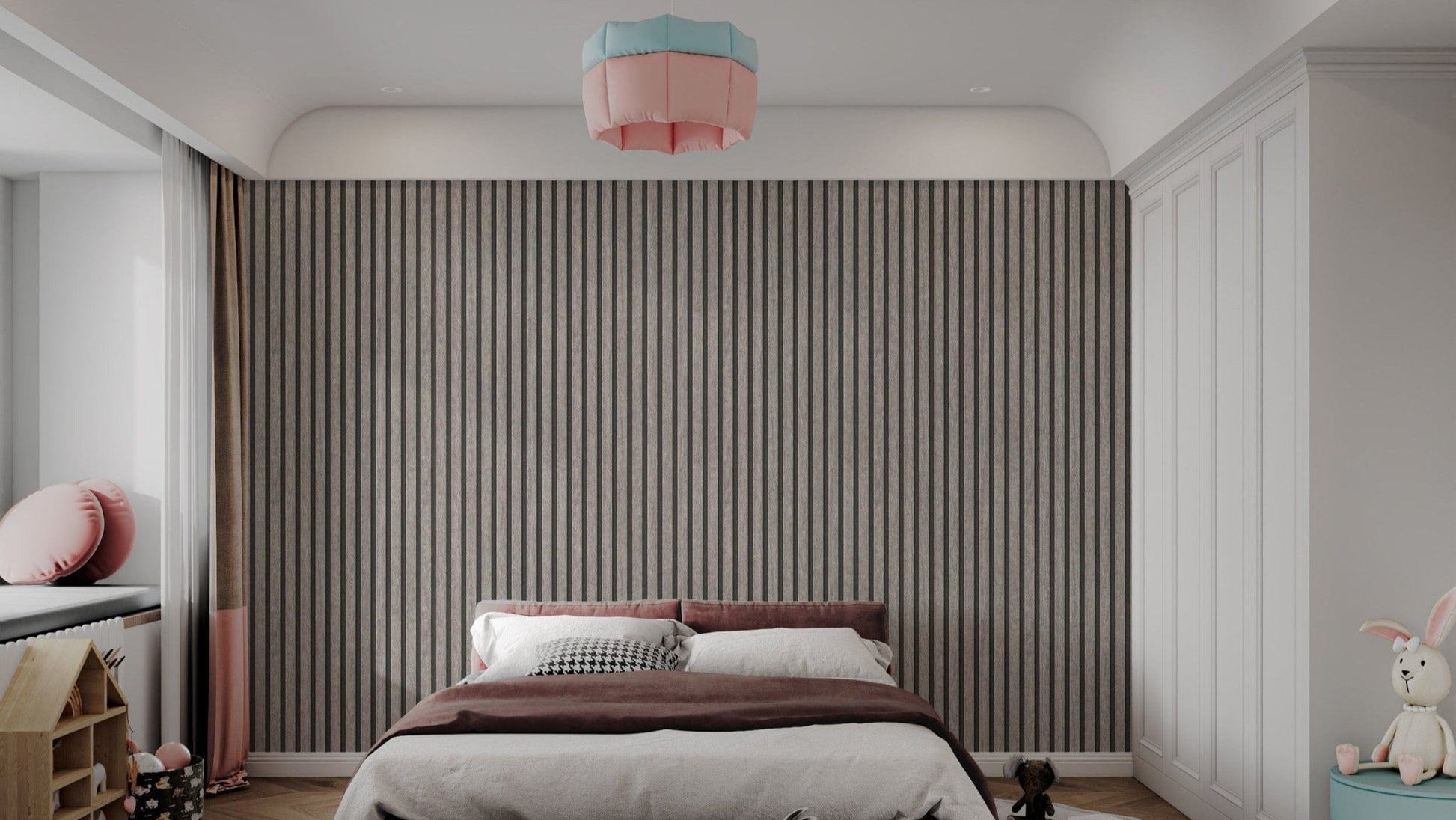 Rustic Gray Wood Stripe Wall Covering
