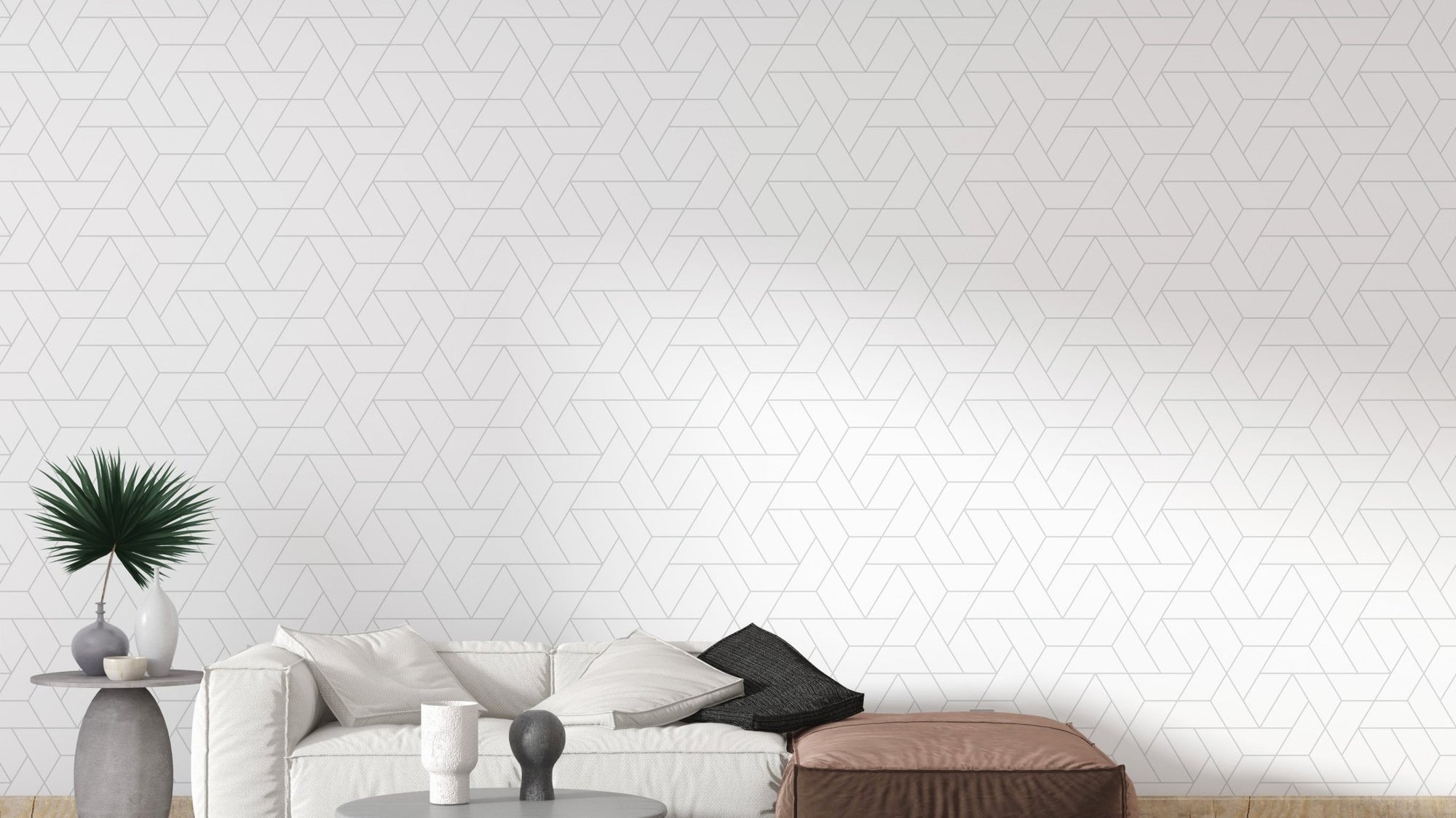 White geometric wallpaper for sleek decor B068