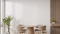 White geometric grid wallpaper design