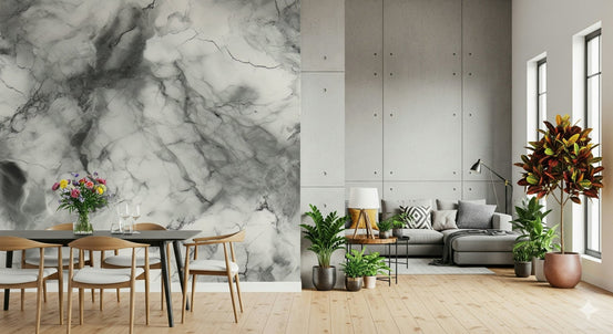 Gray marble texture wall mural in luxury living room., GD6064