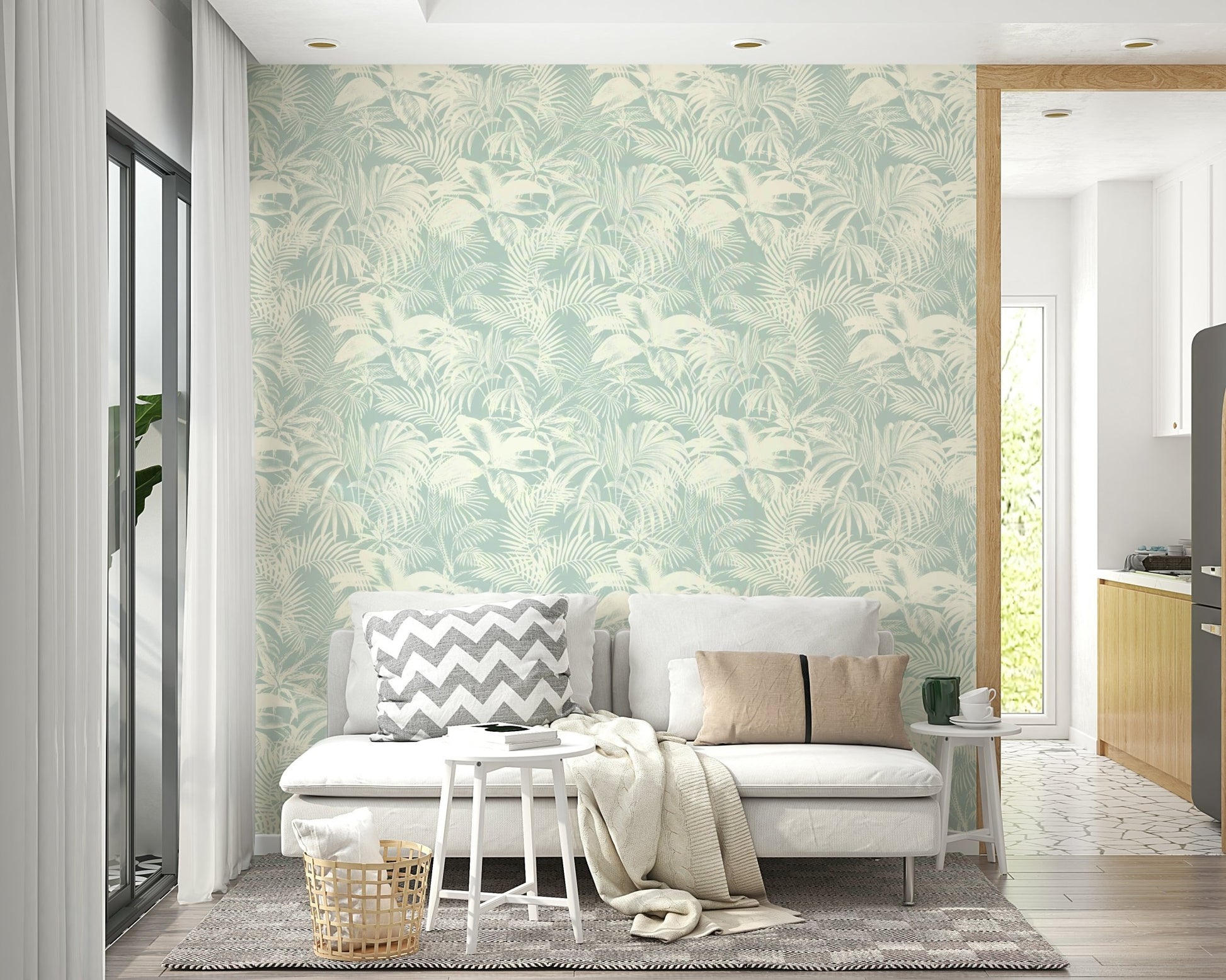 Gray palm trees wall mural.
