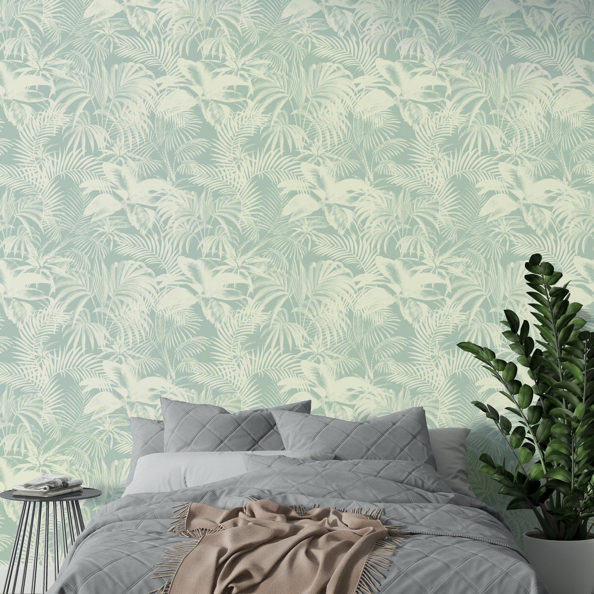 Subtle palm pattern wall decor.
