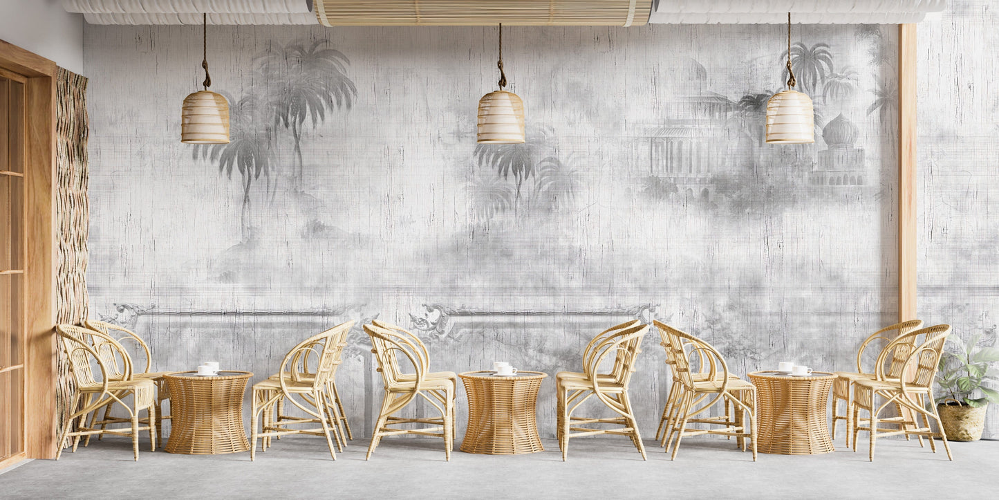 Gray Retro Foggy Trees wallpaper - Giffywalls